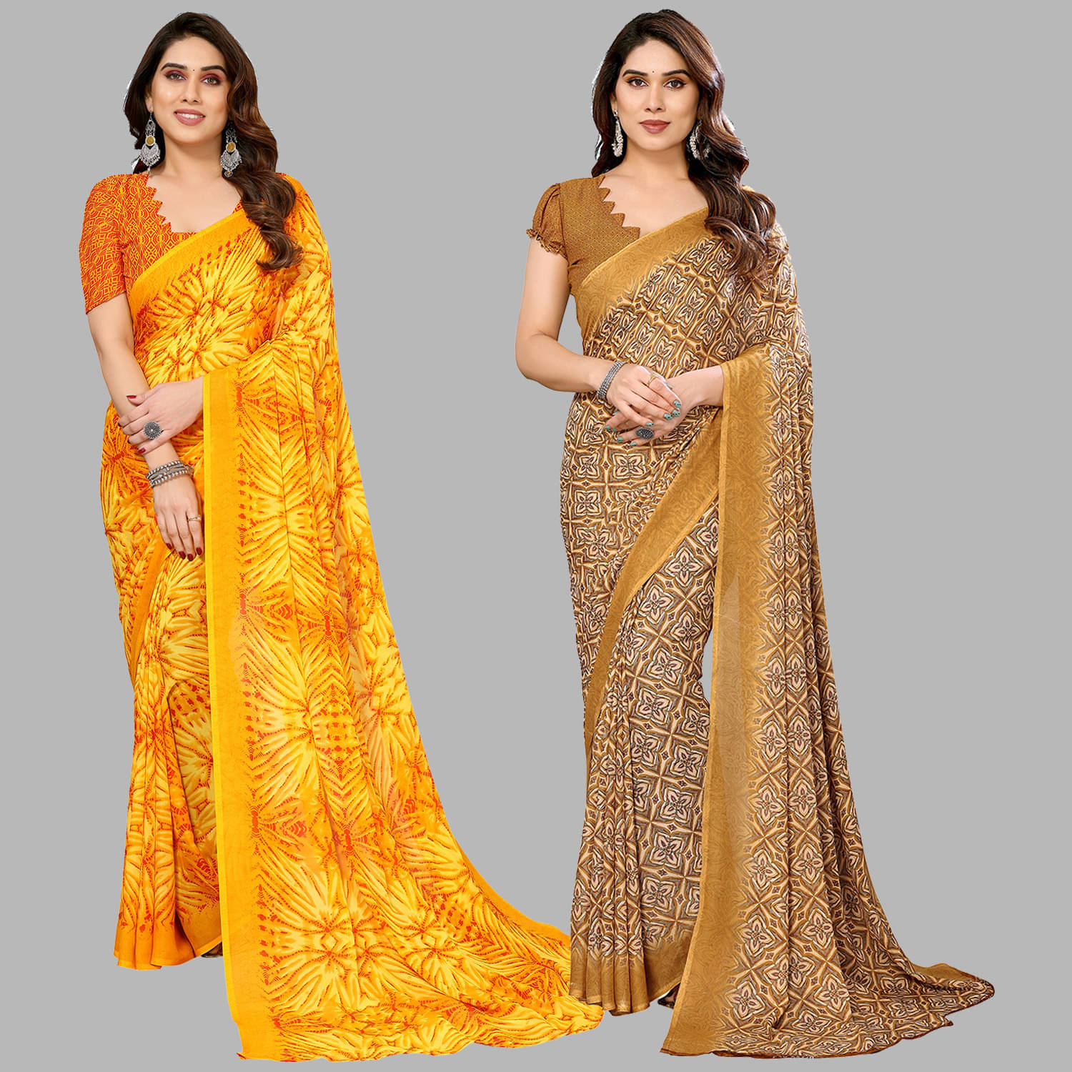 Kashvi Sarees Georgette Printed Saree With Unstitched Blouse Piece ( Multicolor ) Kashvi Sarees Georgette Printed Saree With Unstitched Blouse Piece ( Multicolor )