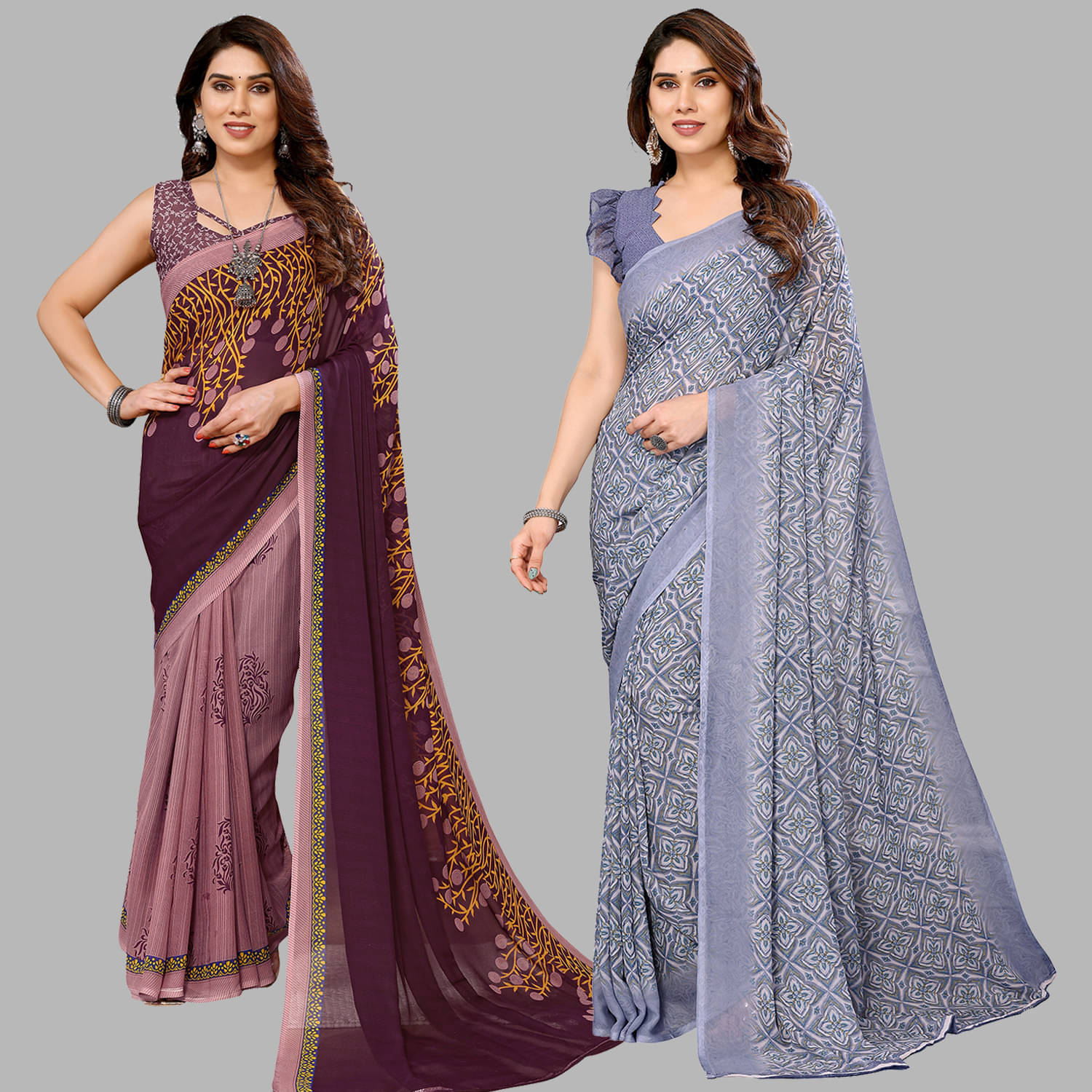 Kashvi Sarees Georgette Printed Saree With Unstitched Blouse Piece ( Multicolor ) Kashvi Sarees Georgette Printed Saree With Unstitched Blouse Piece ( Multicolor )
