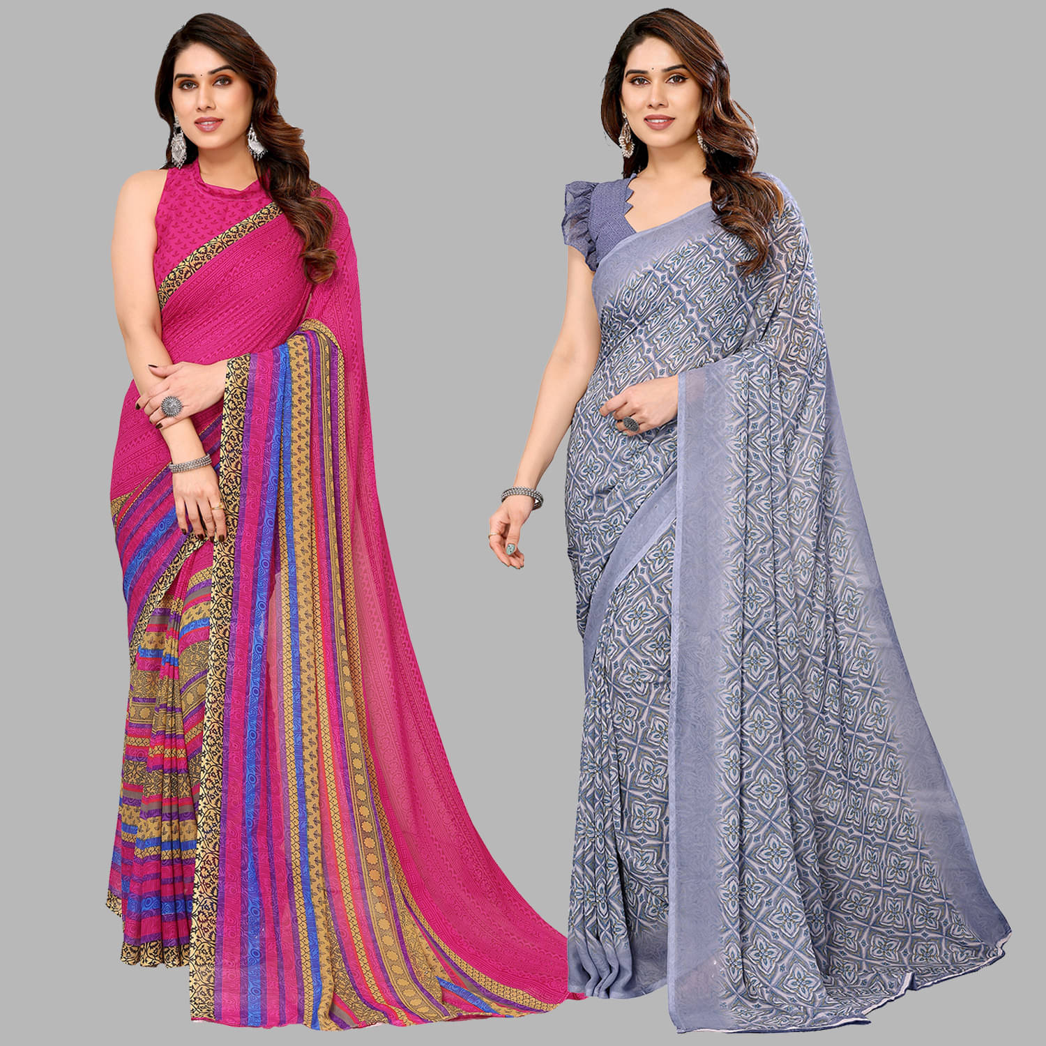 Kashvi Sarees Georgette Printed Saree With Unstitched Blouse Piece ( Multicolor ) Kashvi Sarees Georgette Printed Saree With Unstitched Blouse Piece ( Multicolor )