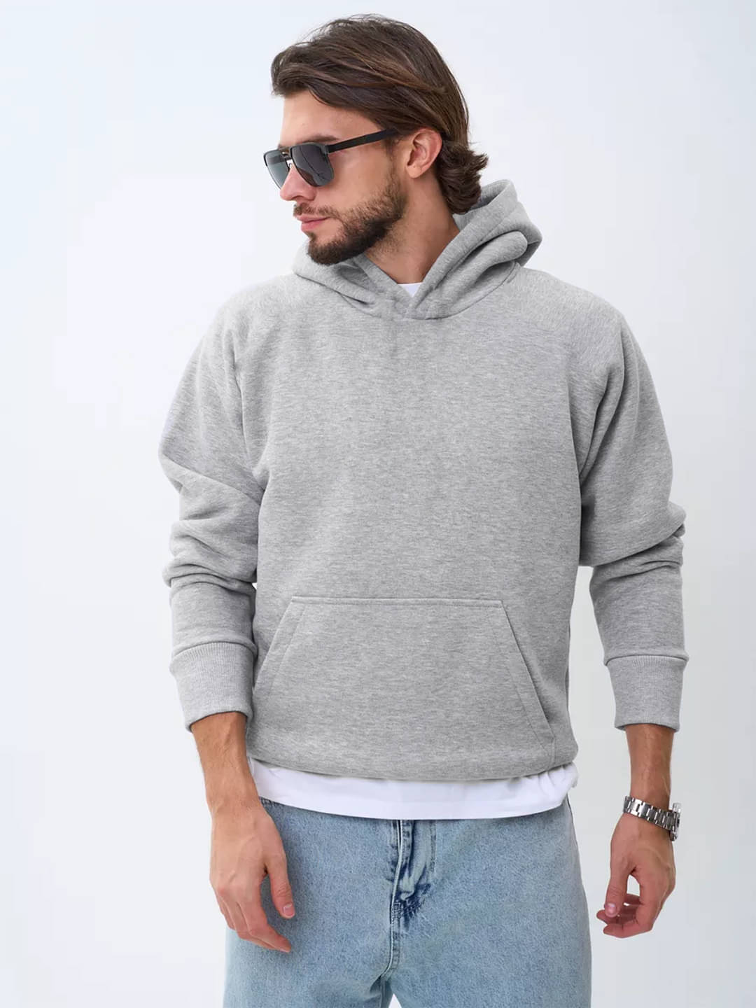     			Leotude Fleece Hooded Men's Sweatshirt - Grey ( Pack of 1 )