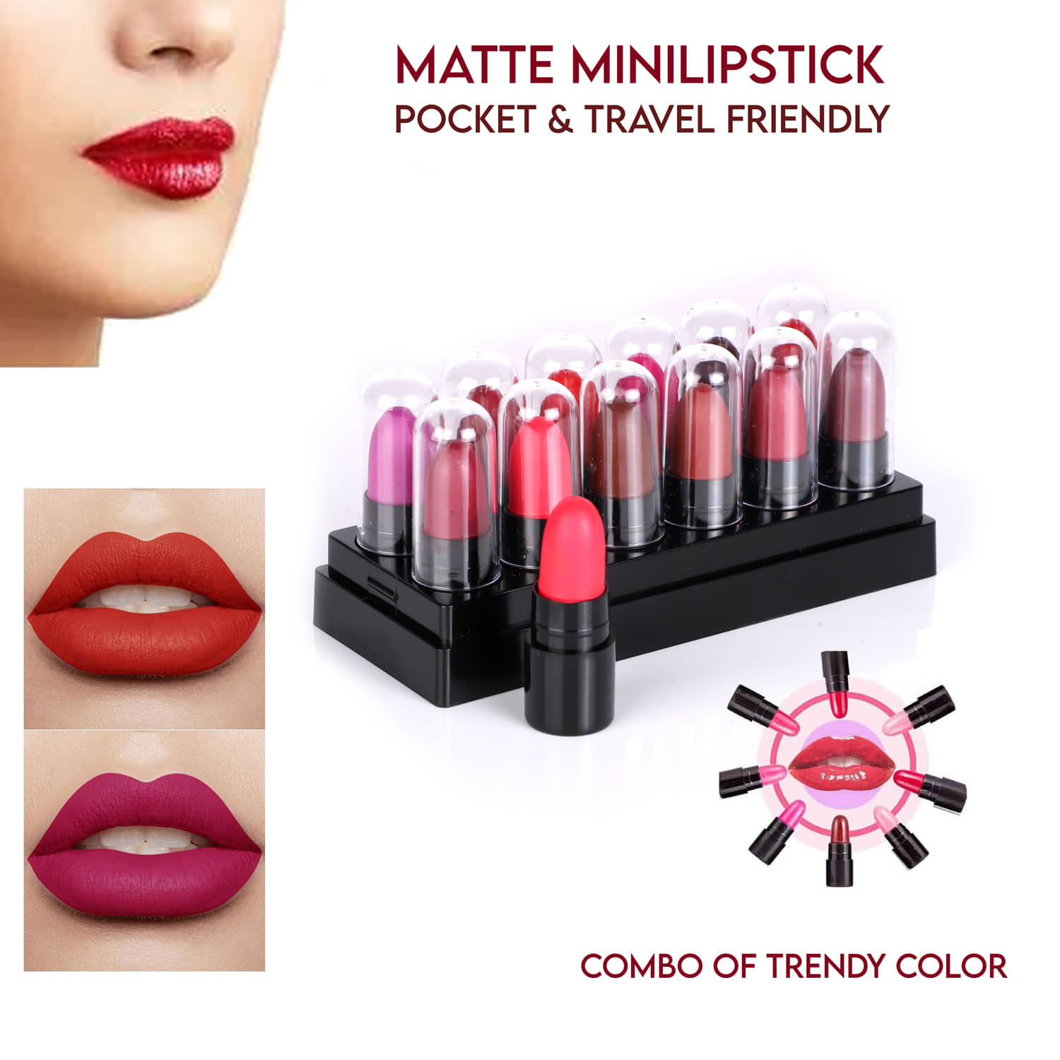 Pinner Minis Pout Party Matte Lipstick Highly Pigmented Mini Lipsticks (Set of 12 )
