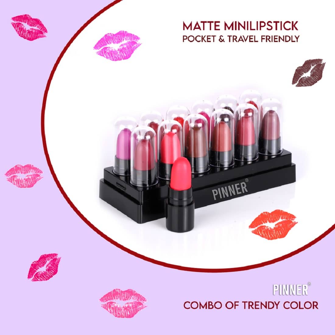 Pinner Minis Pout Party Matte Lipstick Highly Pigmented Mini Lipsticks (Set of 12 )