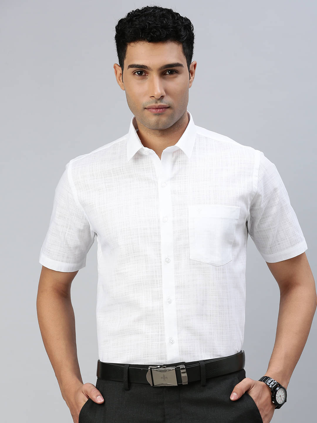     			Ramraj cotton Cotton Regular Fit Half Sleeves Men's Formal Shirt - White ( Pack of 1 )