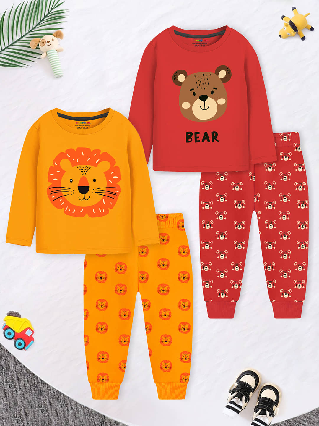 Trampoline Pack of 2 Boys Cotton Blend Nightsuit Set ( Yellow ) - Nightwear & Loungewear | Buy online on ZillyBuy