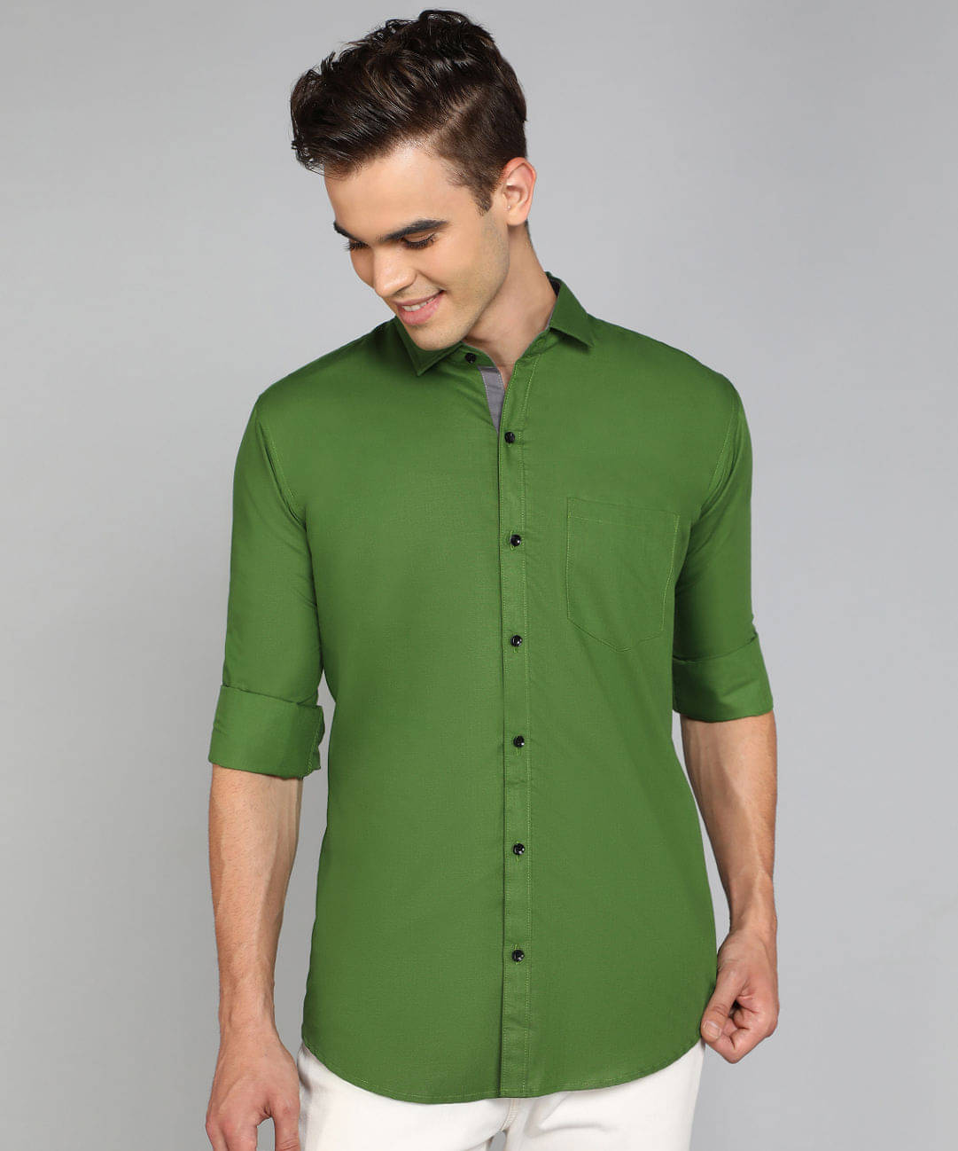 VTEXX Cotton Blend Regular Fit Solids Full Sleeves Men's Casual Shirt - Mint Green ( Pack of 1 )     			VTEXX Cotton Blend Regular Fit Solids Full Sleeves Men's Casual Shirt - Mint Green ( Pack of 1 )