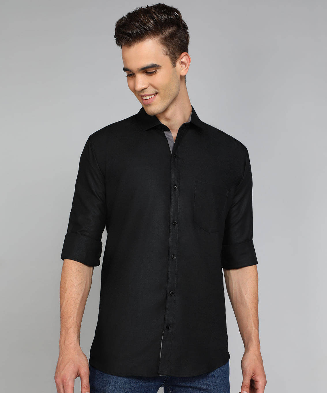 VTEXX Cotton Blend Regular Fit Solids Full Sleeves Men's Casual Shirt - Black ( Pack of 1 ) VTEXX Cotton Blend Regular Fit Solids Full Sleeves Men's Casual Shirt - Black ( Pack of 1 )