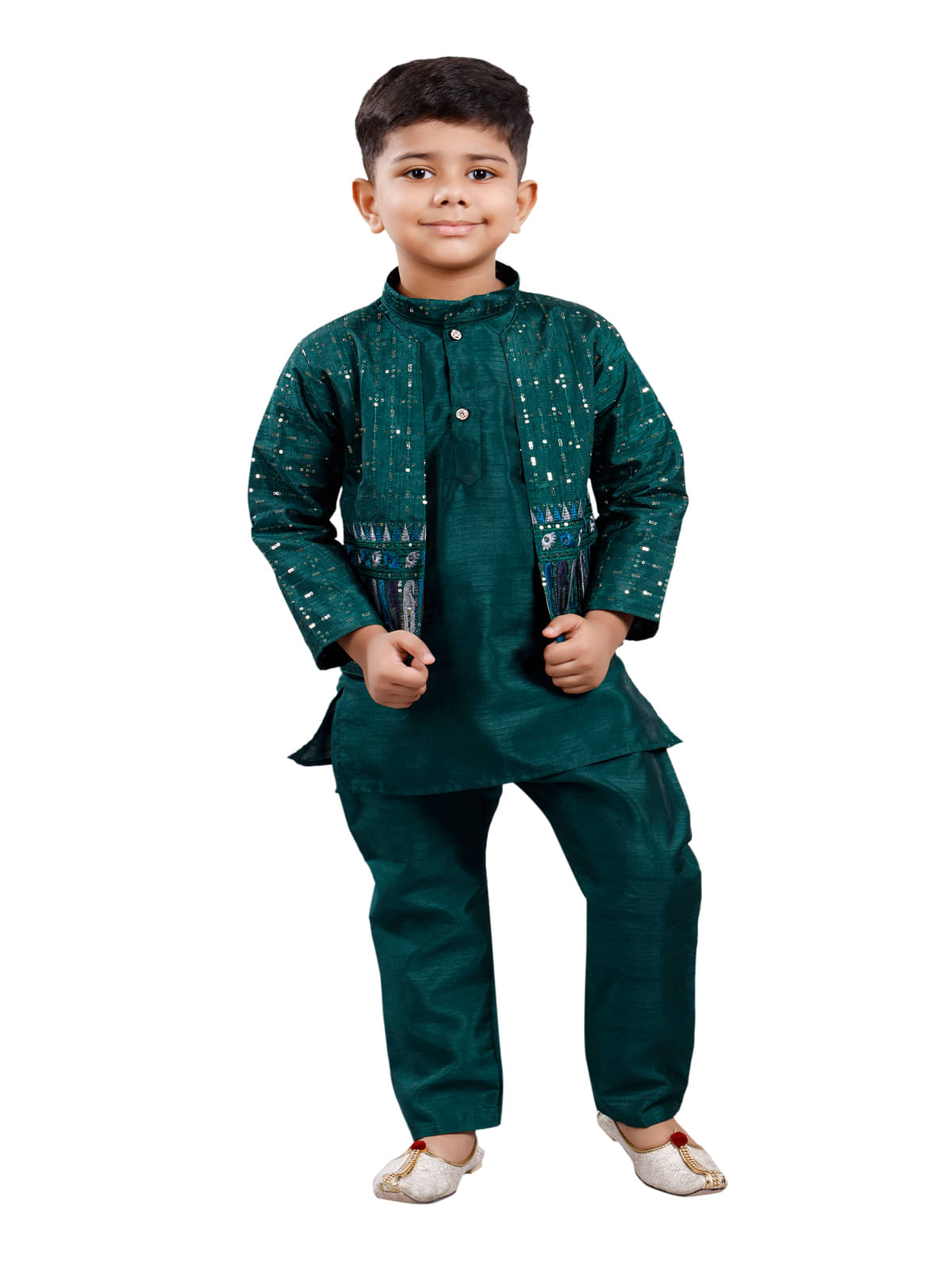 s muktar garments Boys Cotton Blend Green Kurta Pant Set ( Pack of 1 ) s muktar garments Boys Cotton Blend Green Kurta Pant Set ( Pack of 1 )