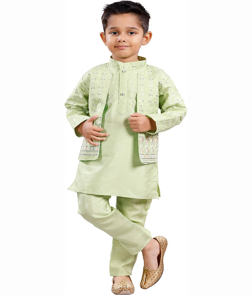 s muktar garments Boys Cotton Blend Sequined - Pattern Kurta Pant Set ( Green , Pack of 1 ) - Kurtas & Kurta Sets | Buy online on ZillyBuy