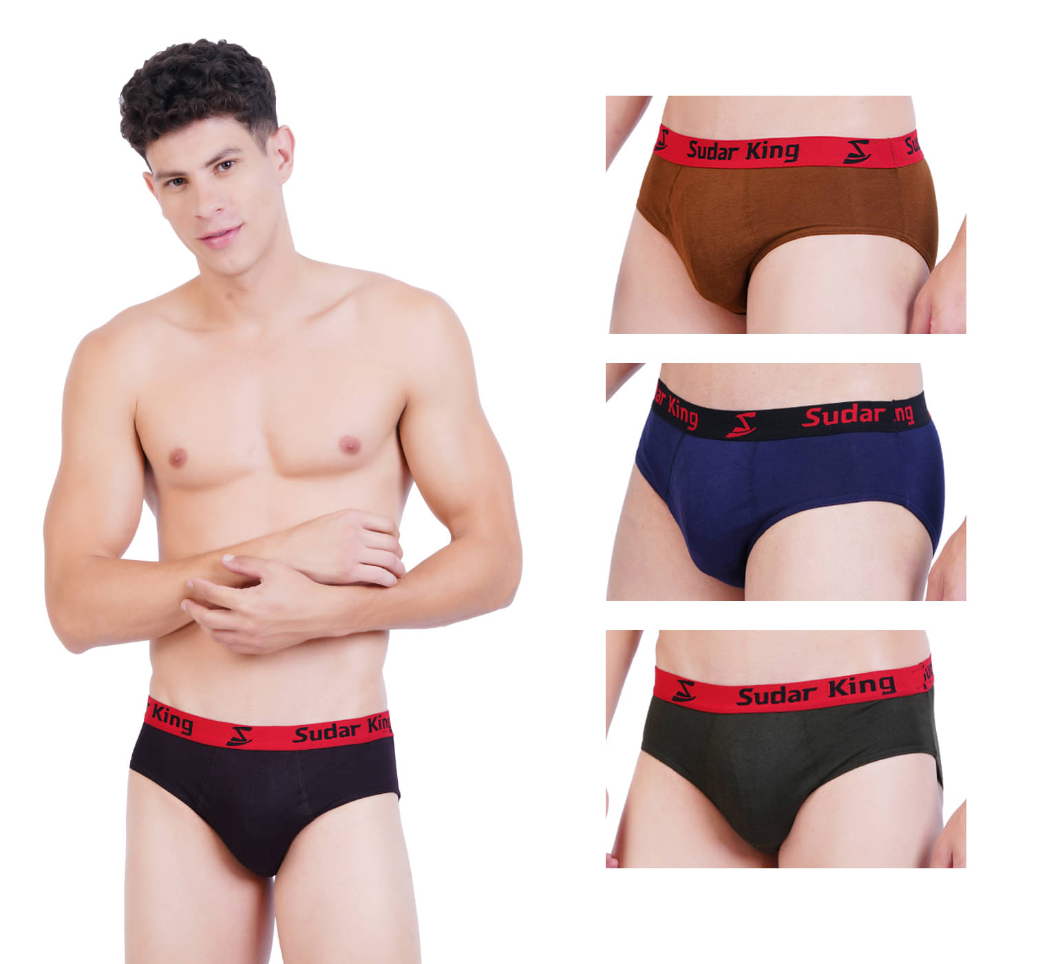 sudarking Pack of 3 Cotton Blend Briefs For Men's ( Multicolor ) sudarking Pack of 3 Cotton Blend Briefs For Men's ( Multicolor )
