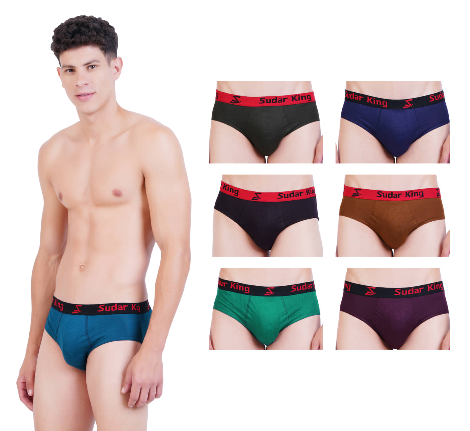 sudarking Pack of 6 Cotton Blend Briefs For Men's ( Multicolor )