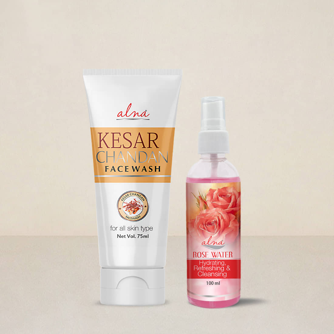 Alna Kesar Chandan Face Wash 75ml with Rose Water 100ml , Pack of 2