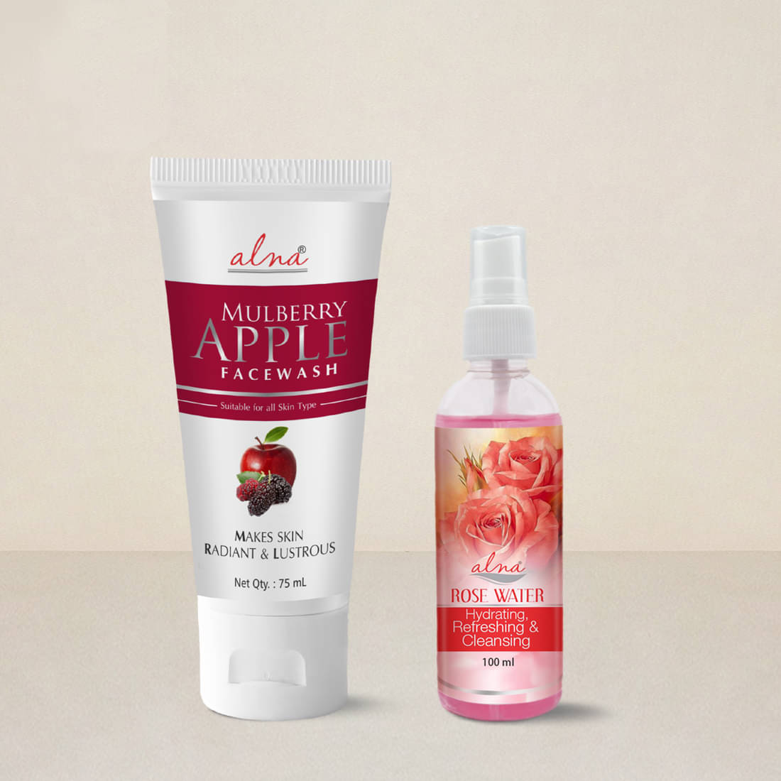     			Alna Mulberry Apple Face Wash 75ml with Rose Water 100ml , Pack of 2