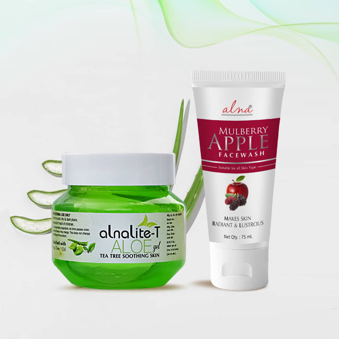 Alna Alnalite-T Aloe Gel 100gm with Mulberry Apple Face Wash 75ml , Pack of 2
