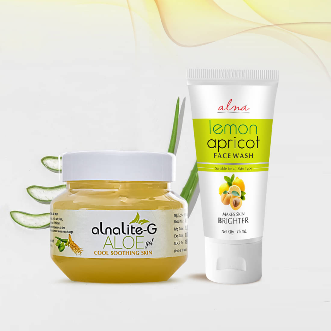     			Alna Alnalite-G Aloe Gel 100gm with Lemon Apricot Face Wash 75ml , Pack of 2