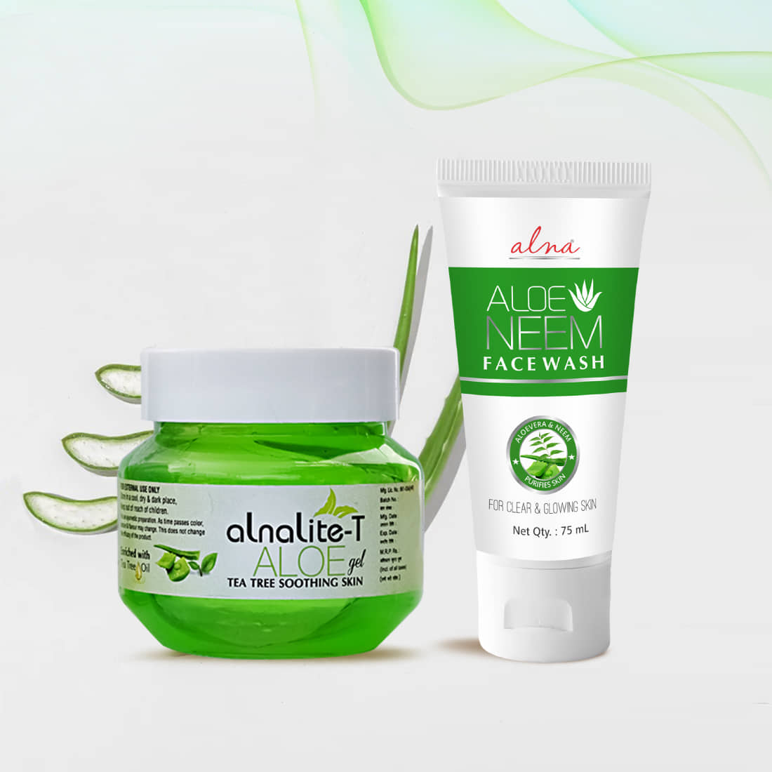 Alna Alnalite-T Aloe Gel 100gm with Neem Face Wash 75ml For All Skin Type , Pack of 2