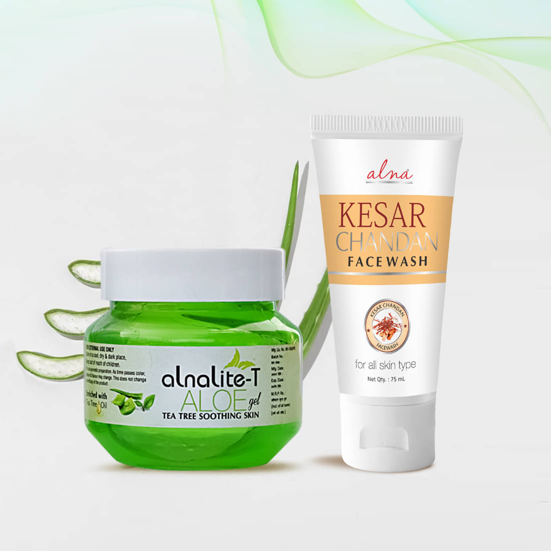     			Alna Alnalite-T Aloe Gel 100gm with Kesar Chandan Face Wash 75ml , Pack of 2