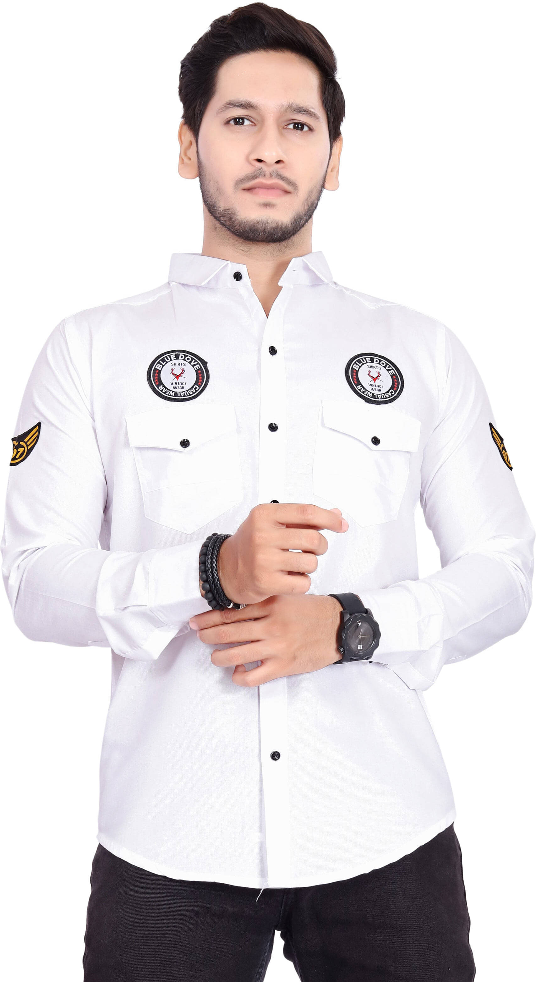     			Blue dove Cotton Blend Regular Fit Solids Full Sleeves Men's Casual Shirt - White ( Pack of 1 )