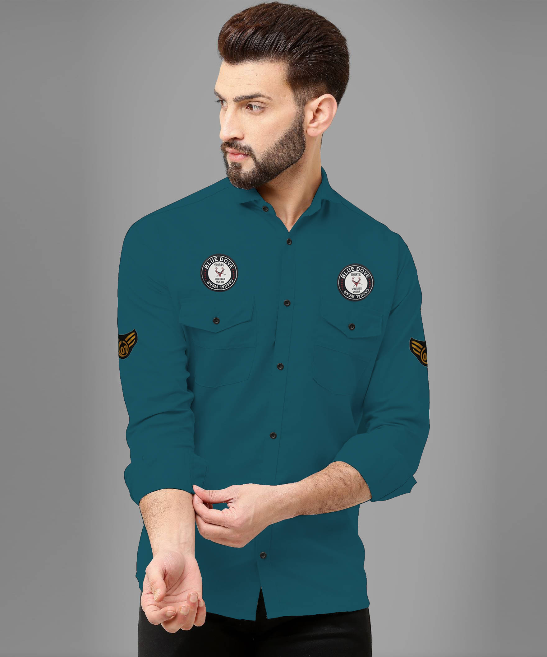 Blue dove Cotton Blend Regular Fit Solids Full Sleeves Men's Casual Shirt - Green ( Pack of 1 ) Blue dove Cotton Blend Regular Fit Solids Full Sleeves Men's Casual Shirt - Green ( Pack of 1 )