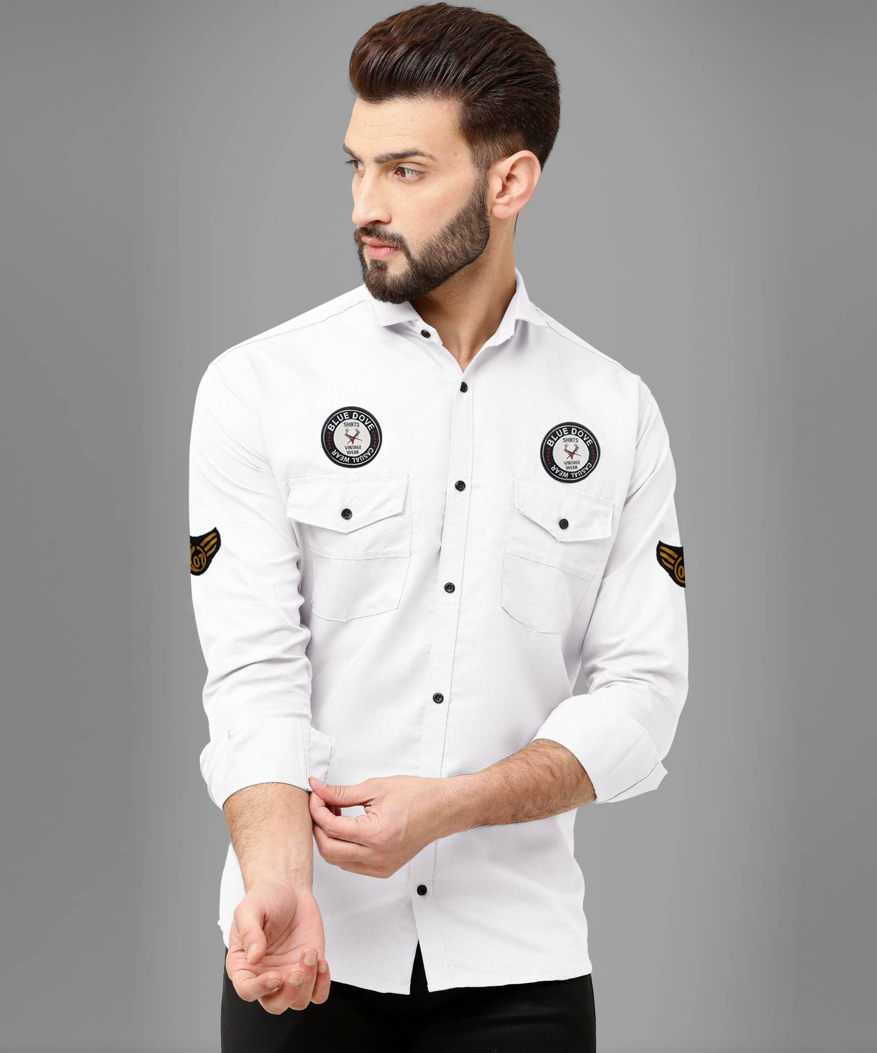     			Blue dove Cotton Blend Regular Fit Solids Full Sleeves Men's Casual Shirt - White ( Pack of 1 )