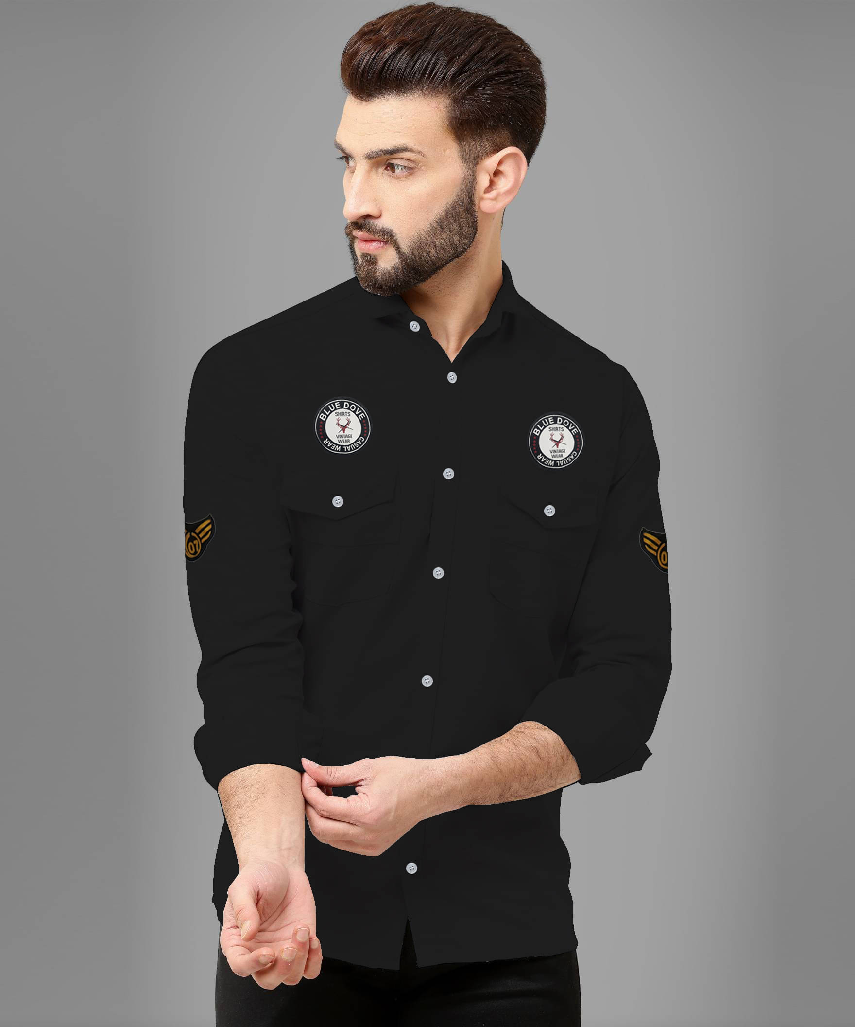 Blue dove Cotton Blend Regular Fit Solids Full Sleeves Men's Casual Shirt - Black ( Pack of 1 ) Blue dove Cotton Blend Regular Fit Solids Full Sleeves Men's Casual Shirt - Black ( Pack of 1 )