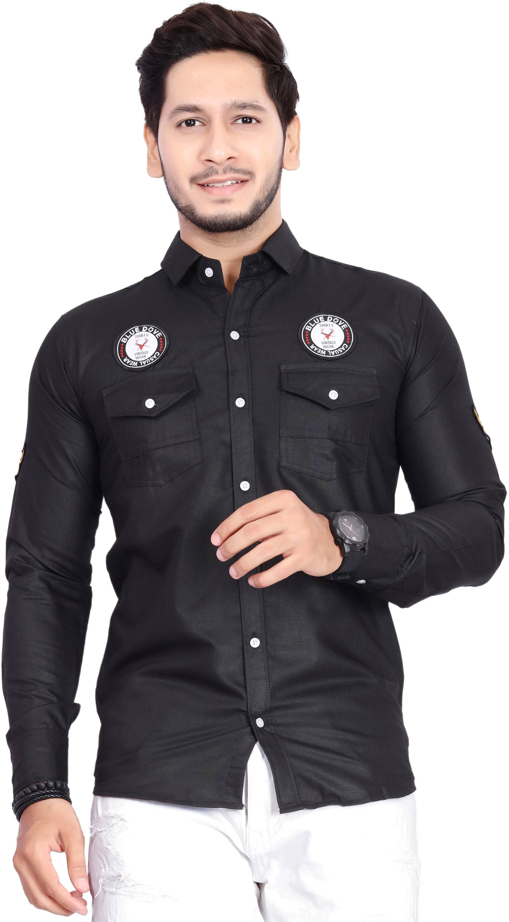     			Blue dove Cotton Blend Regular Fit Solids Full Sleeves Men's Casual Shirt - Black ( Pack of 1 )