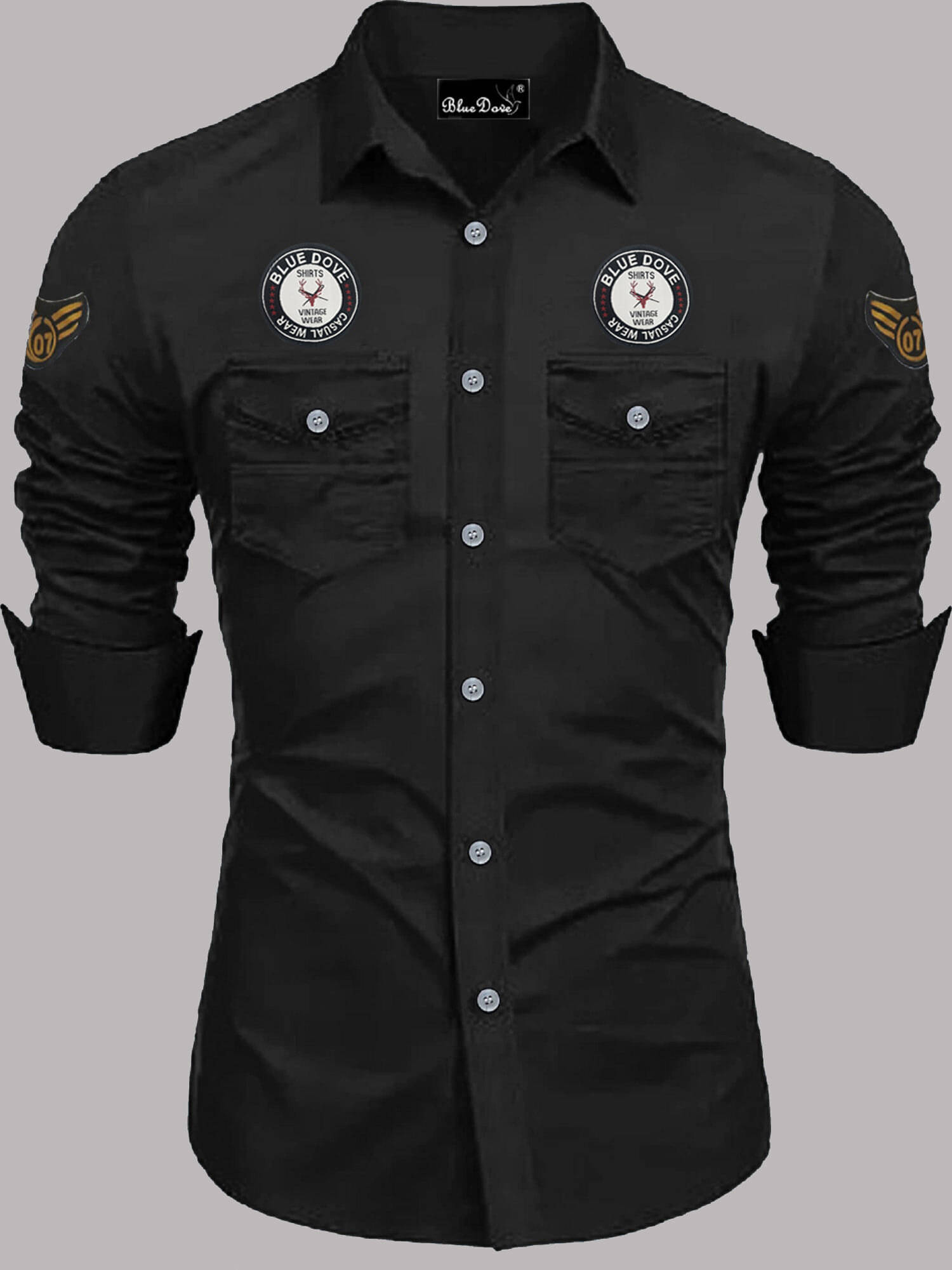     			Blue dove Cotton Blend Regular Fit Solids Full Sleeves Men's Casual Shirt - Black ( Pack of 1 )