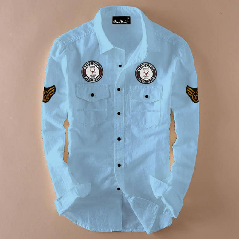     			Blue dove Cotton Blend Regular Fit Solids Full Sleeves Men's Casual Shirt - Light Blue ( Pack of 1 )
