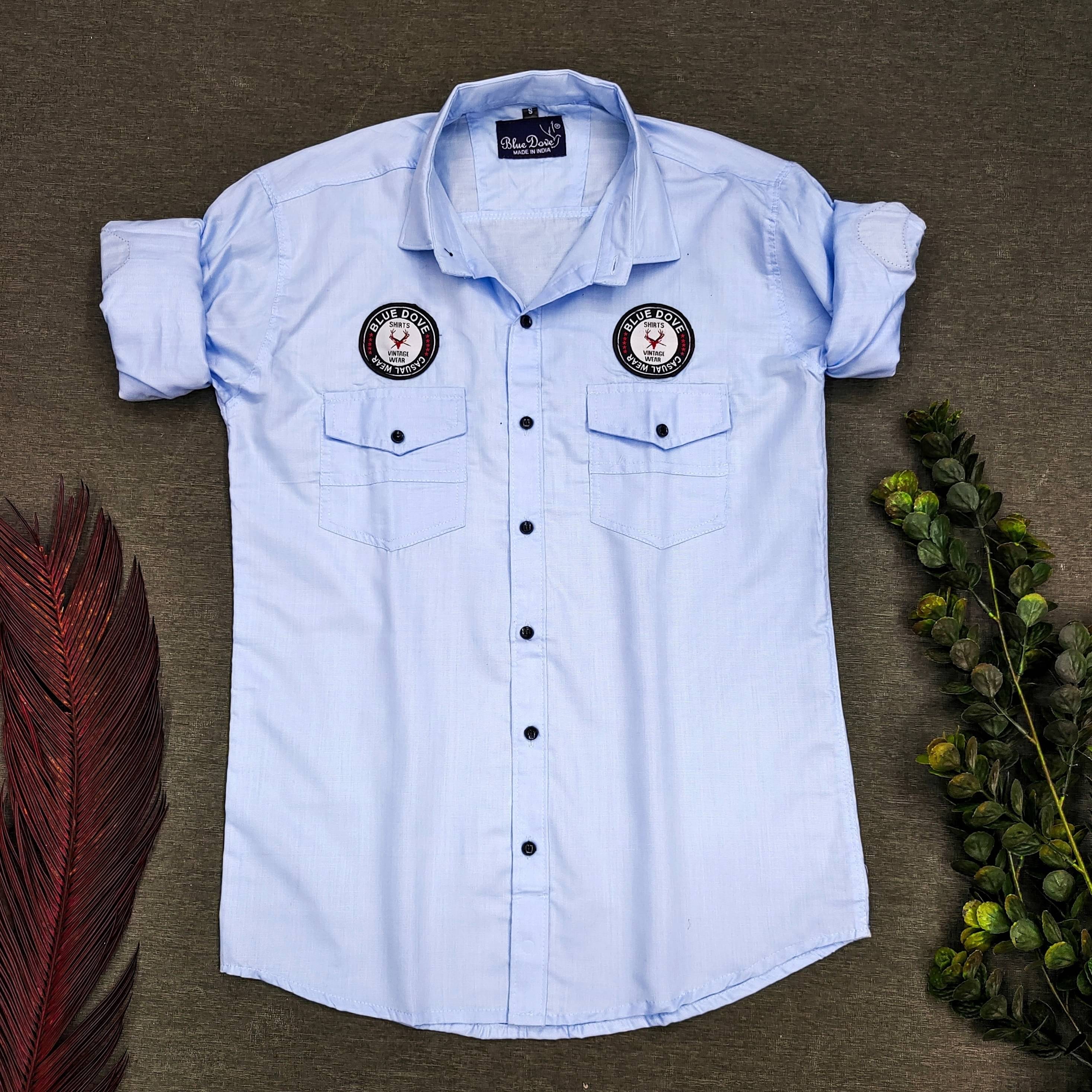     			Blue dove Cotton Blend Regular Fit Solids Full Sleeves Men's Casual Shirt - Light Blue ( Pack of 1 )