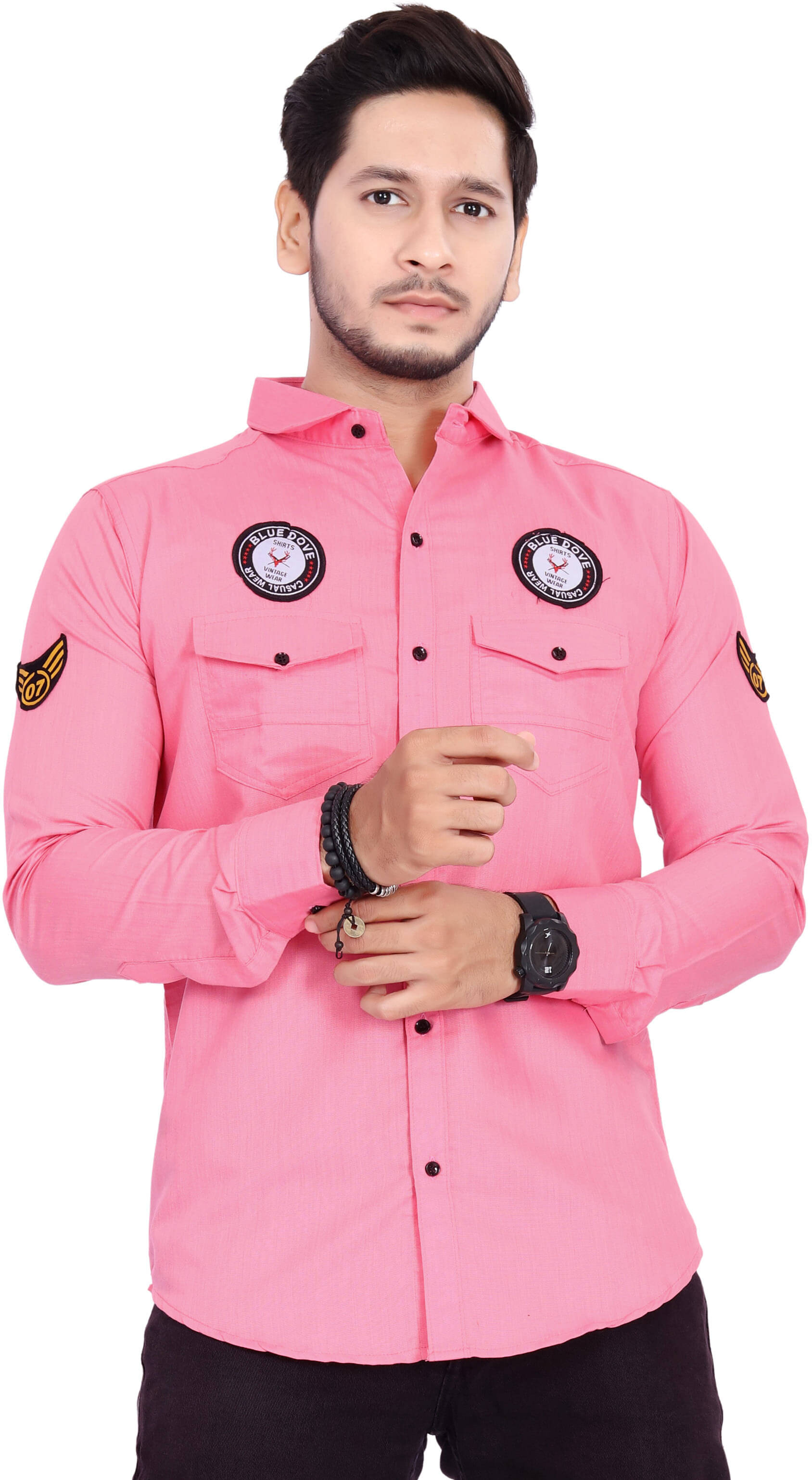     			Blue dove Cotton Blend Regular Fit Solids Full Sleeves Men's Casual Shirt - Pink ( Pack of 1 )