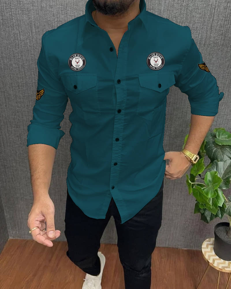 Blue dove Cotton Blend Regular Fit Solids Full Sleeves Men's Casual Shirt - Green ( Pack of 1 ) Blue dove Cotton Blend Regular Fit Solids Full Sleeves Men's Casual Shirt - Green ( Pack of 1 )