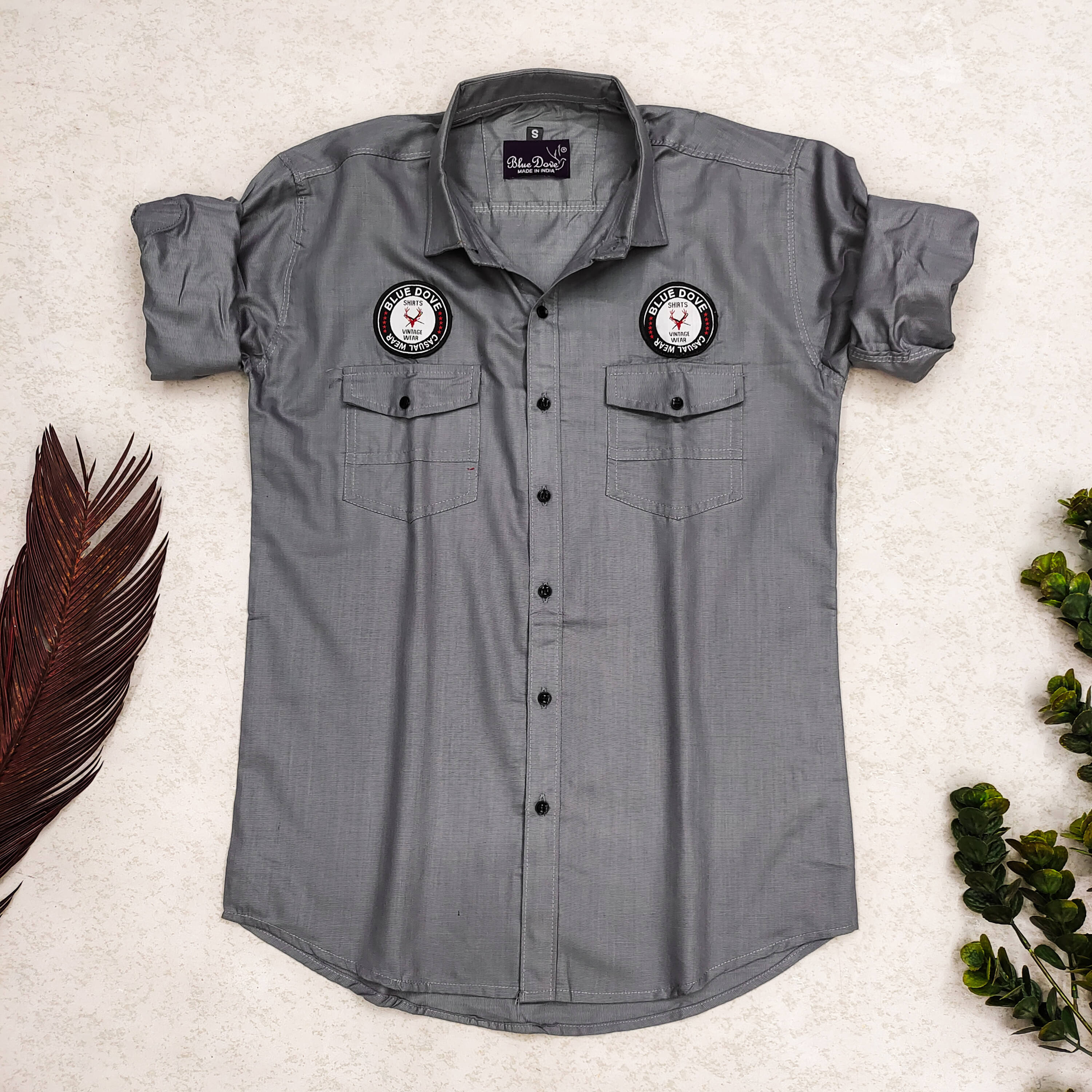 Blue dove Cotton Blend Regular Fit Solids Full Sleeves Men's Casual Shirt - Grey ( Pack of 1 ) Blue dove Cotton Blend Regular Fit Solids Full Sleeves Men's Casual Shirt - Grey ( Pack of 1 )