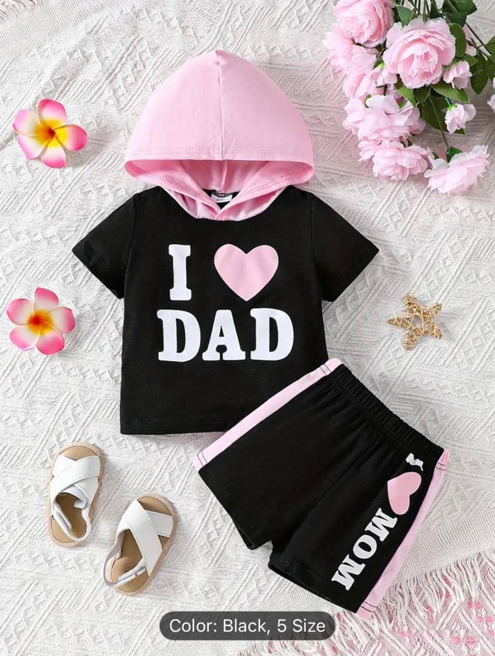 CUTEVIBE Pack of 1 Baby Girls Cotton Blend Top With Shorts ( Black )