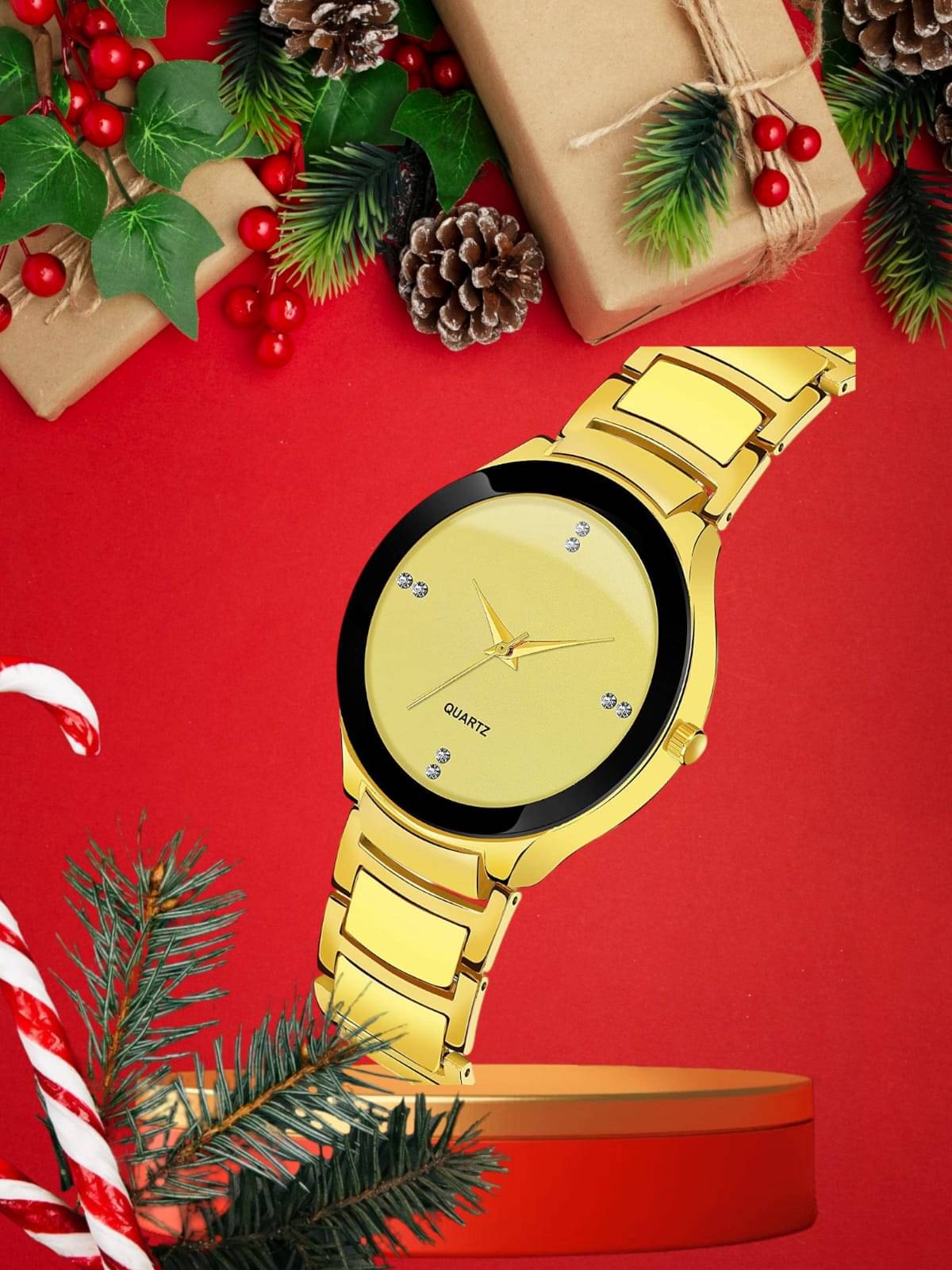     			Cosmic Gold PU Analog Men's Watch
