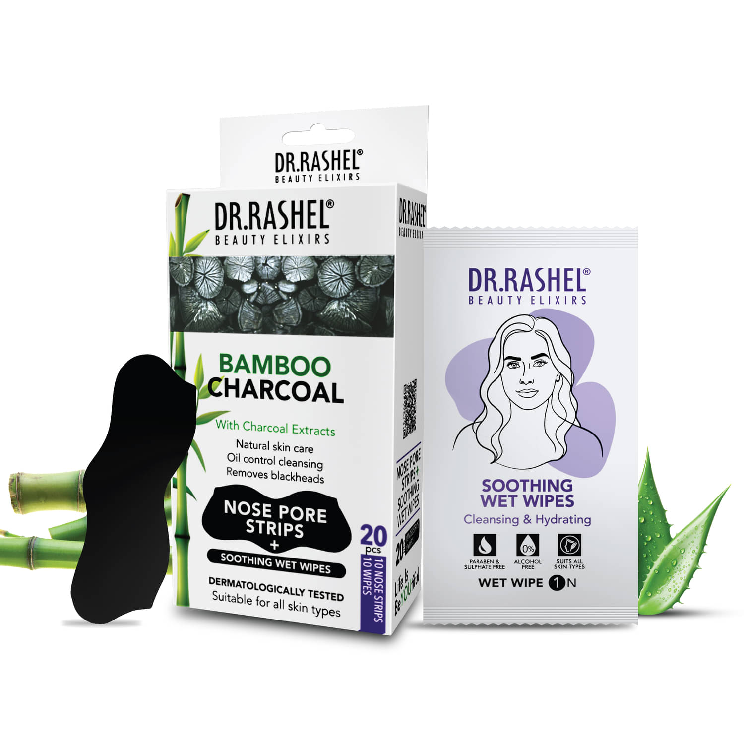     			DR.RASHEL Bamboo Charcoal Nose Strip cleanses deep pores for Men and Women (10 Strips)