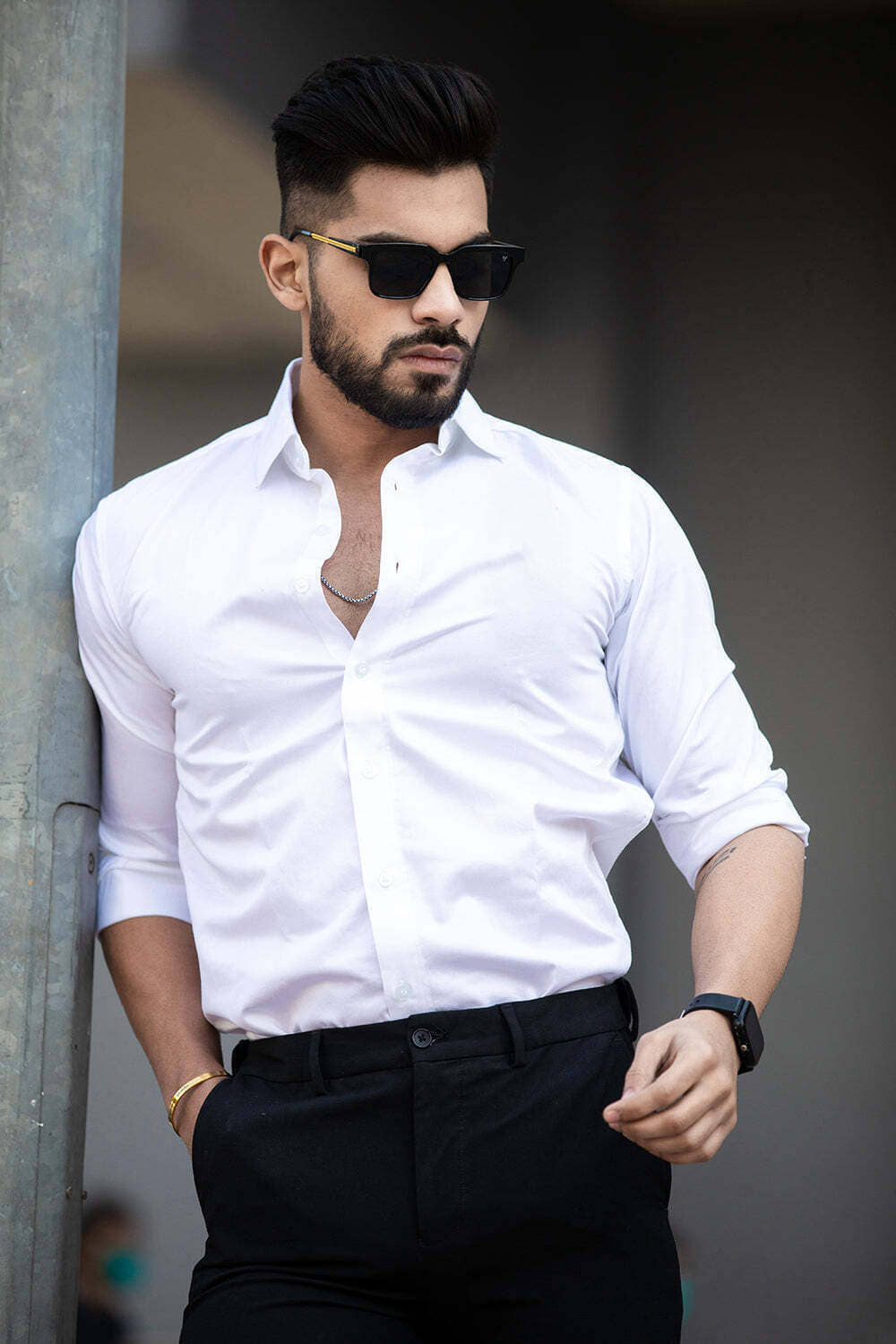 Eviqe Cotton Blend Regular Fit Solids Full Sleeves Men's Casual Shirt - White ( Pack of 1 )