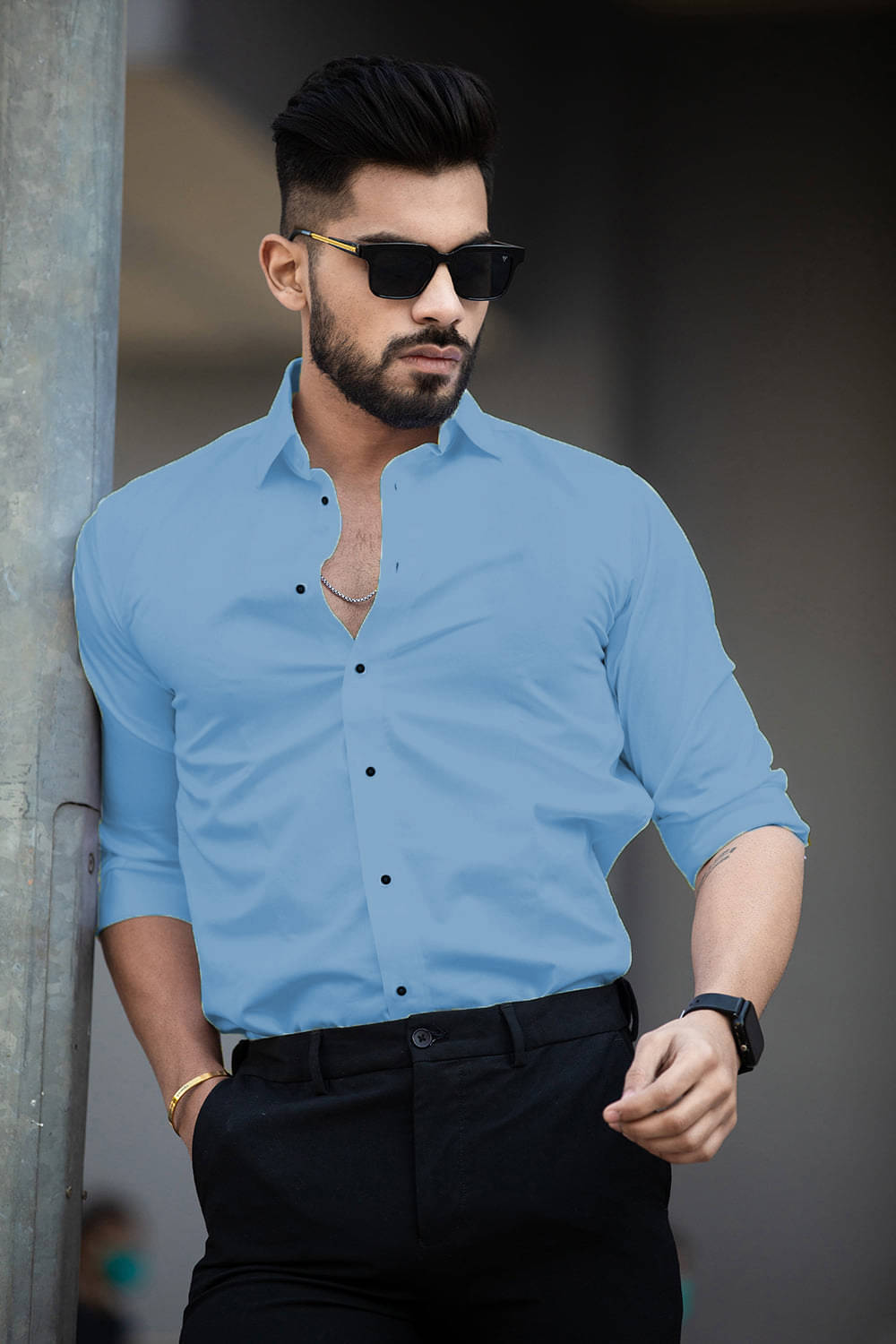 Eviqe Cotton Blend Regular Fit Solids Full Sleeves Men's Casual Shirt - Light Blue ( Pack of 1 ) Eviqe Cotton Blend Regular Fit Solids Full Sleeves Men's Casual Shirt - Light Blue ( Pack of 1 )