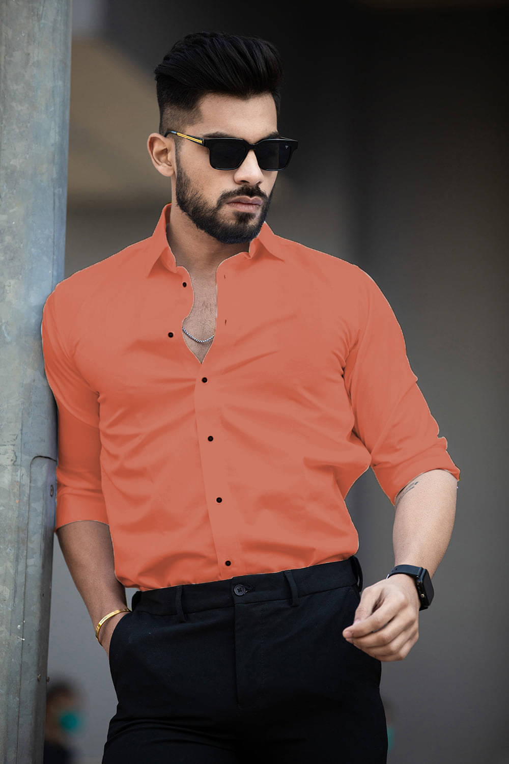     			Eviqe Cotton Blend Regular Fit Solids Full Sleeves Men's Casual Shirt - Orange ( Pack of 1 )