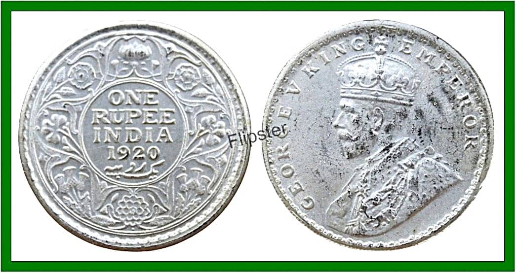 Extremely Rare 1 Rupee 1920 King George V, British India old Coin For Collection Extremely Rare 1 Rupee 1920 King George V, British India old Coin For Collection