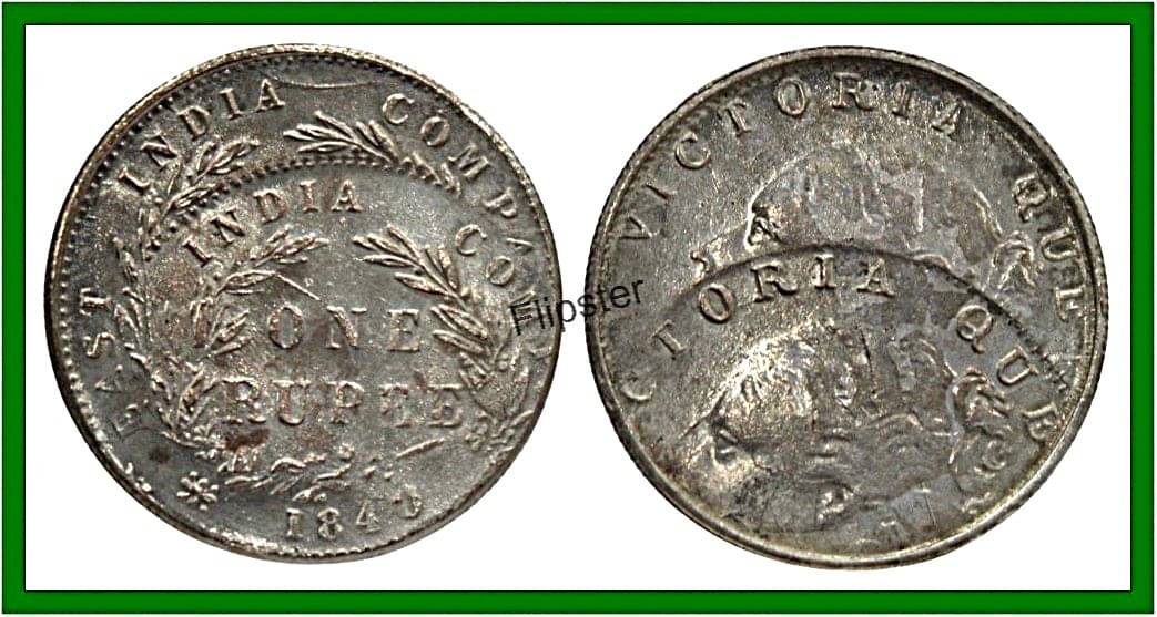 Extremely Rare - Double Strike Error 1 Rupee 1840 - Victoria Queen - India, old Silver-plated Coin For Collection Extremely Rare - Double Strike Error 1 Rupee 1840 - Victoria Queen - India, old Silver-plated Coin For Collection