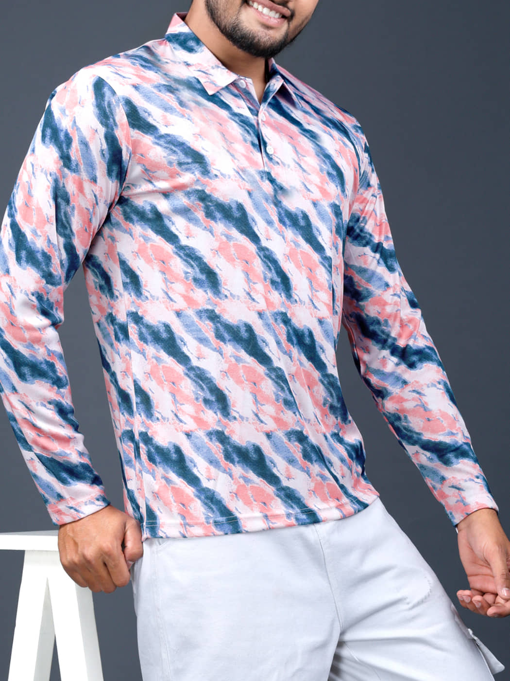 Eyebogler Pack of 1 Polyester Regular Fit Dyed Full Sleeves Men's Polo T Shirt ( Multicolor )