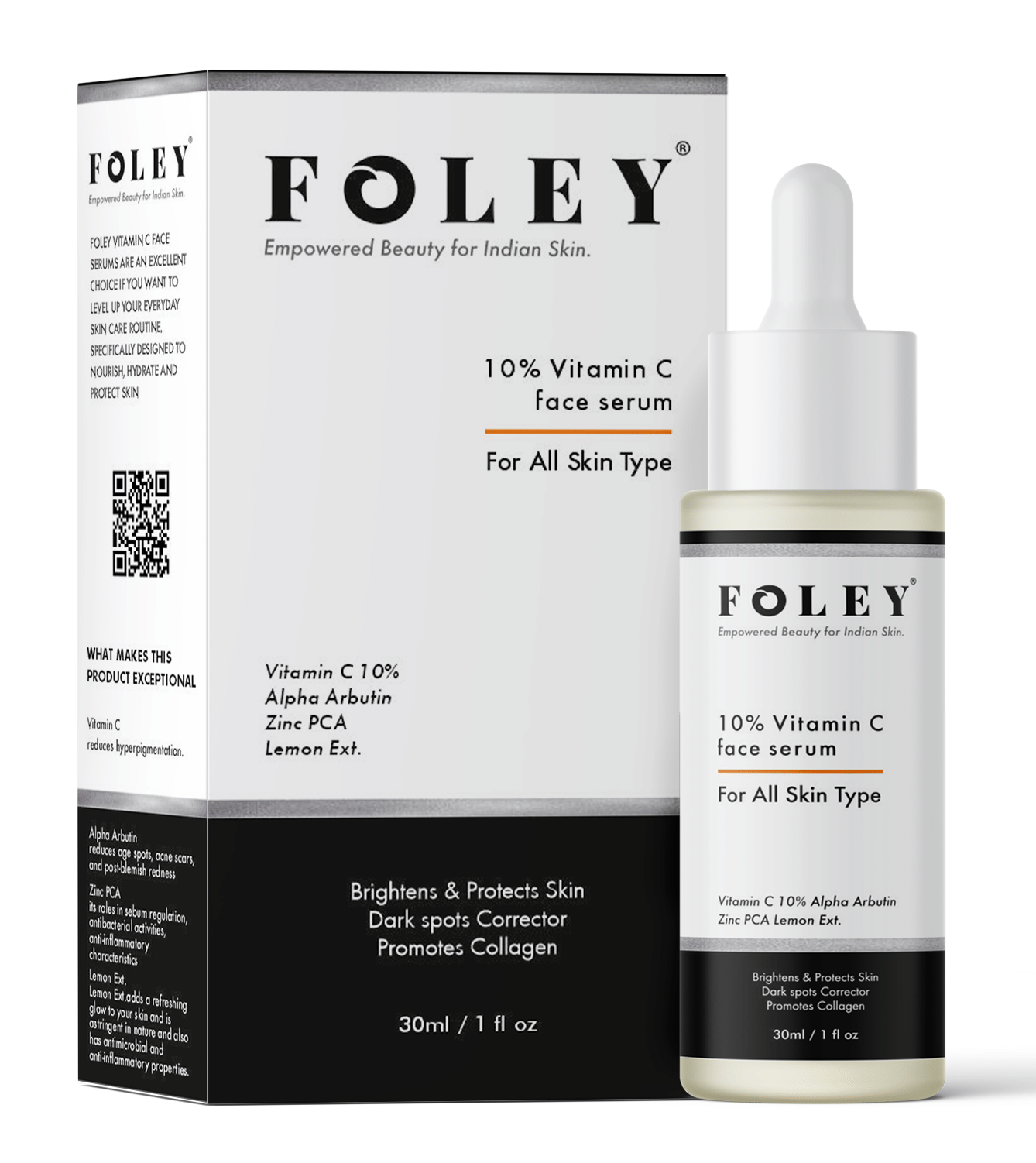 FOLEY 10% Vitamin C + E Face Serum ,Alpha Arbutin , Ferulic Acid , Water Based Serum ,30 ml