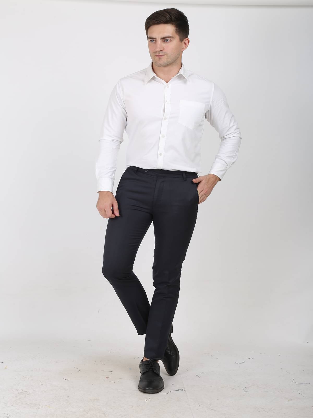     			GHABA CREATION Slim Flat Men's Formal Trouser - Navy Blue ( Pack of 1 )