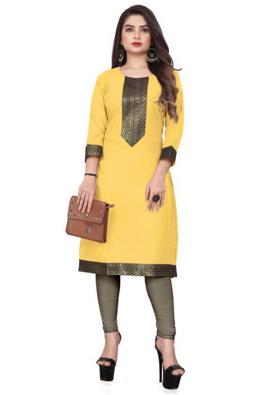     			HF Holyday Fashion Pack of 1 Cotton Printed Straight Women's Kurti - ( Yellow )
