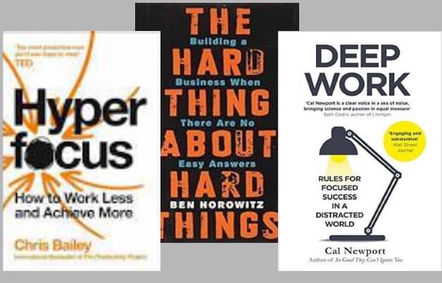     			Hyperfocus +The Hard Thing about Hard Thing + Deep Work