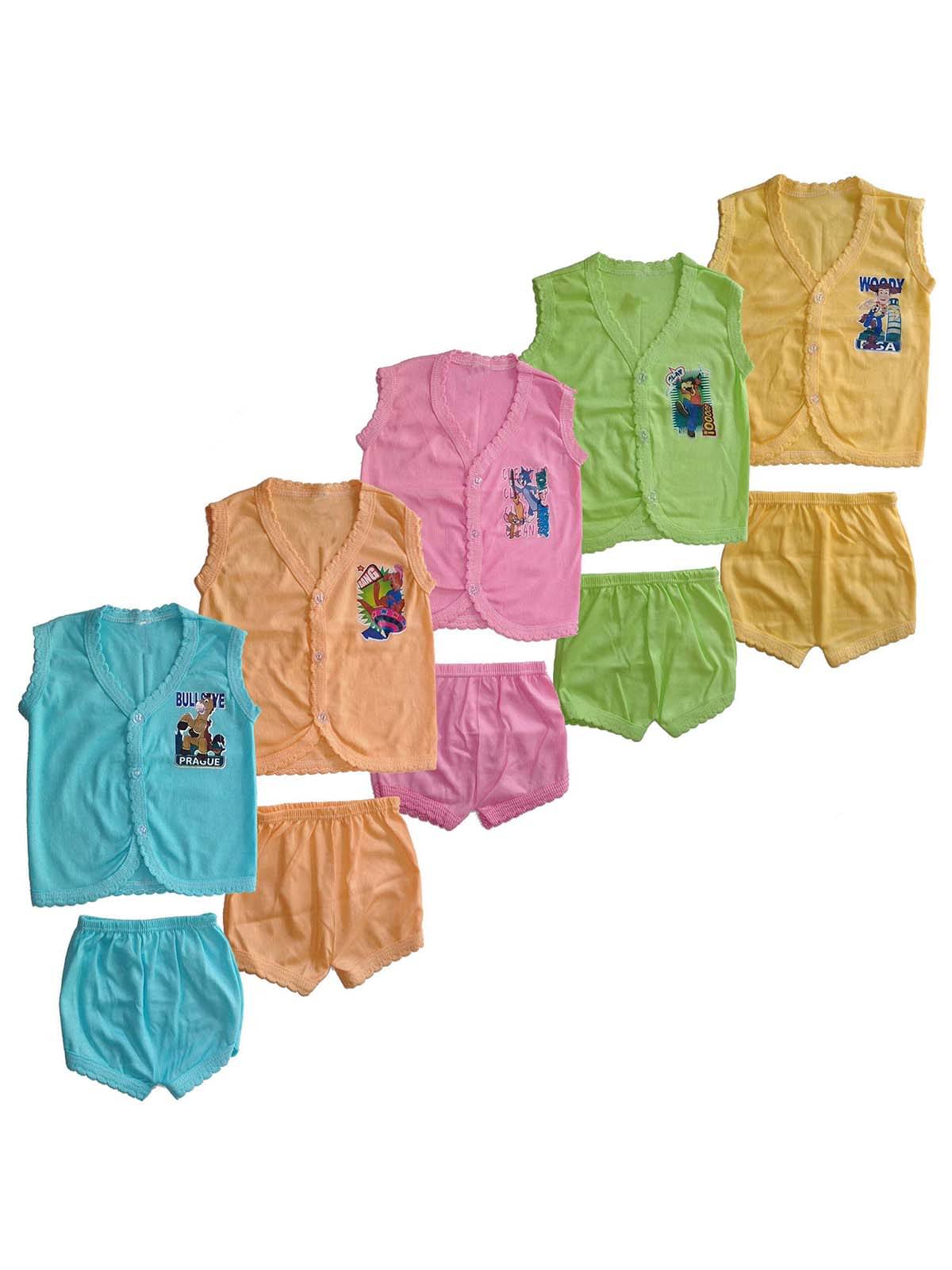     			JUST TRY FASHION Pack of 5 Unisex for Baby Cotton Blend T-Shirt & Shorts ( Multicolor 2 )
