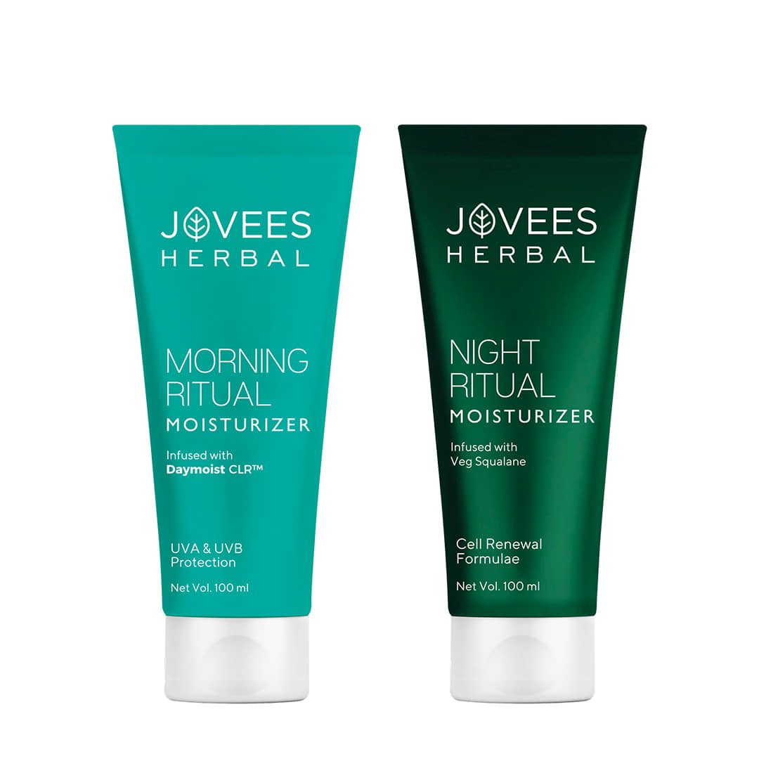 Jovees Herbal Morning & Night Ritual Moisturizer for Darkspots & FineLines 100 Each, (Pack of 2)