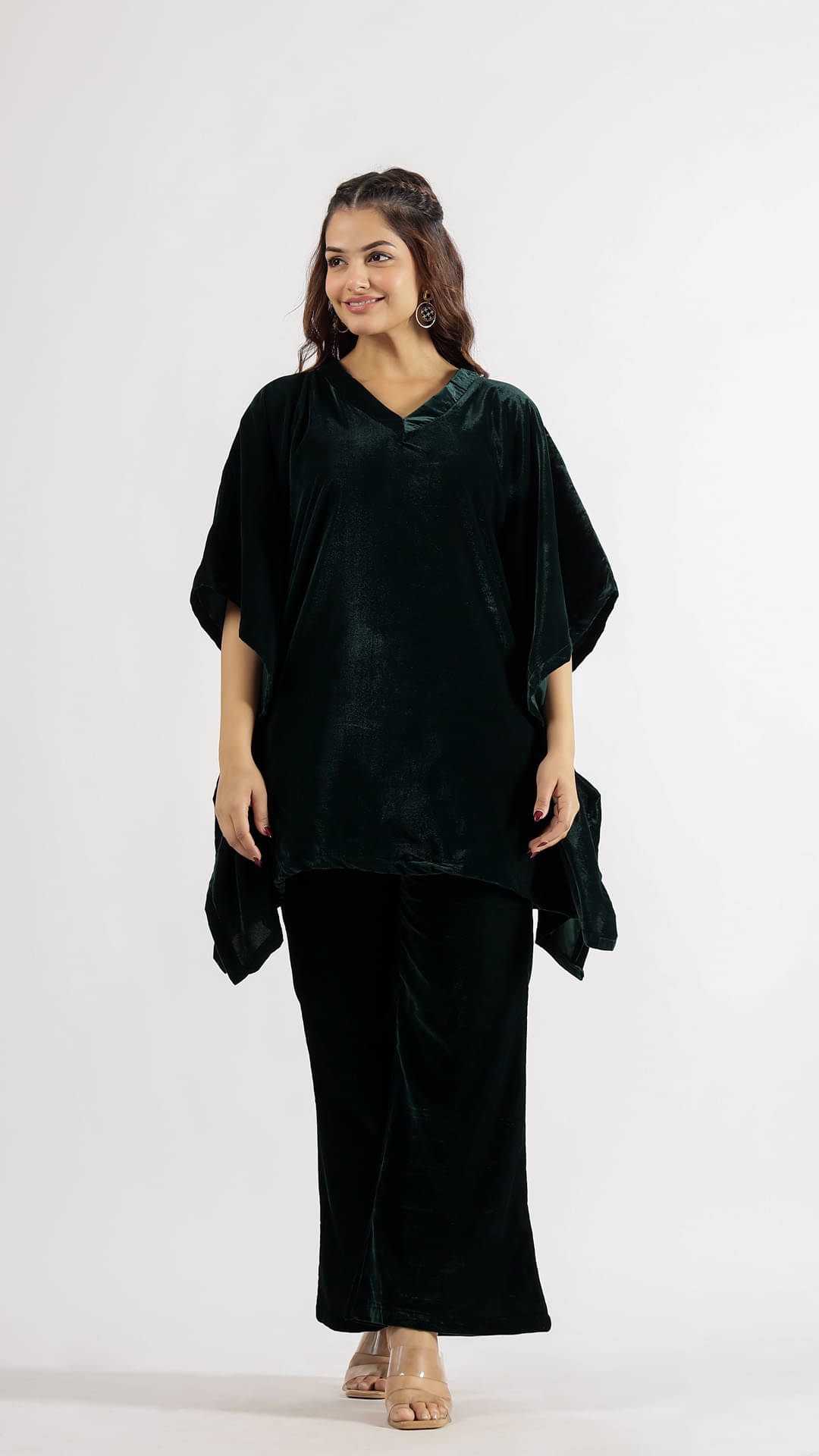     			Label Flavia Women Solid Top With Trousers Co-Ord Set ( Green )