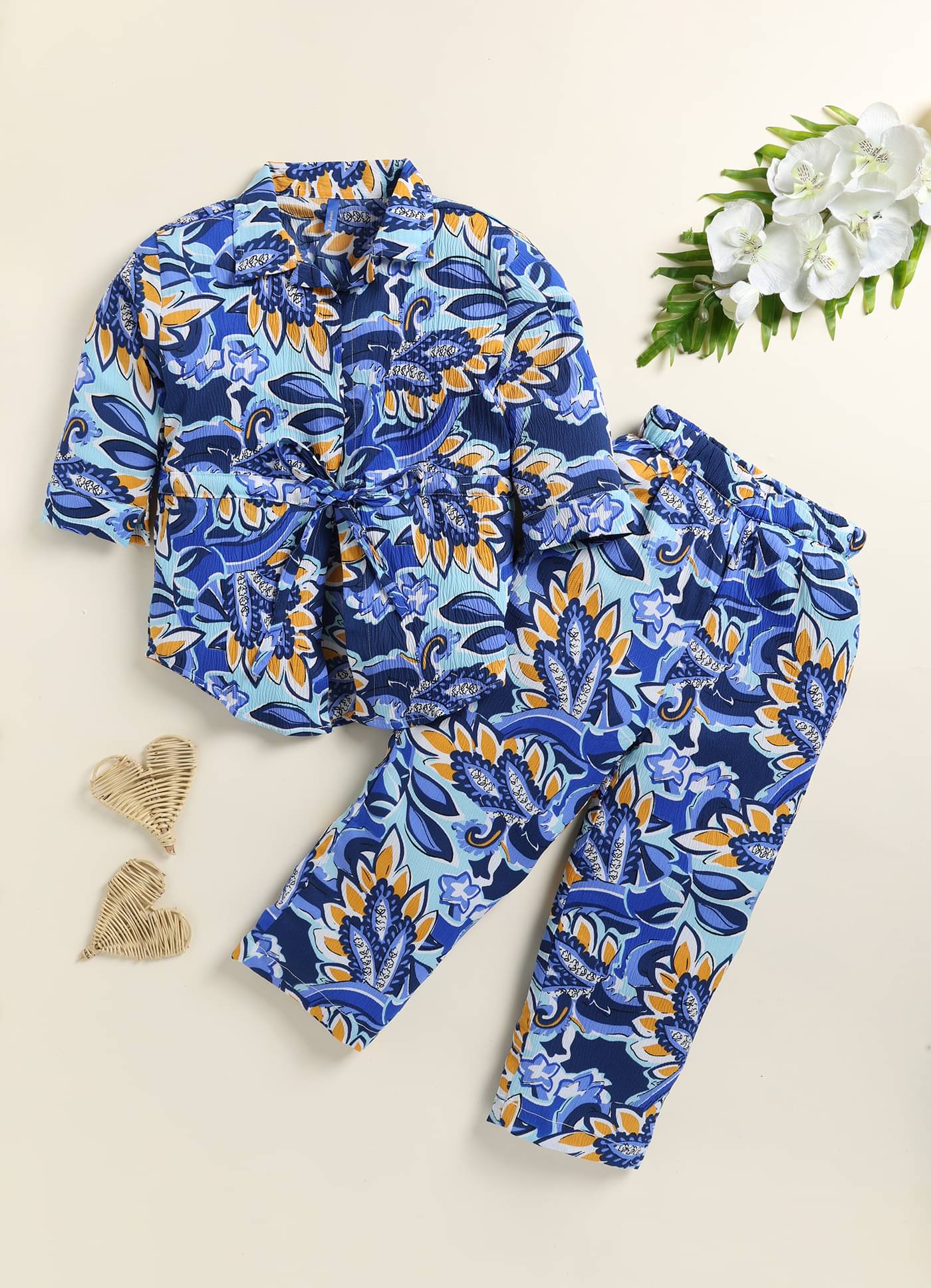    			Lazy Shark Pack of 1 Girls Polyester Shirt With Pajama ( Blue )