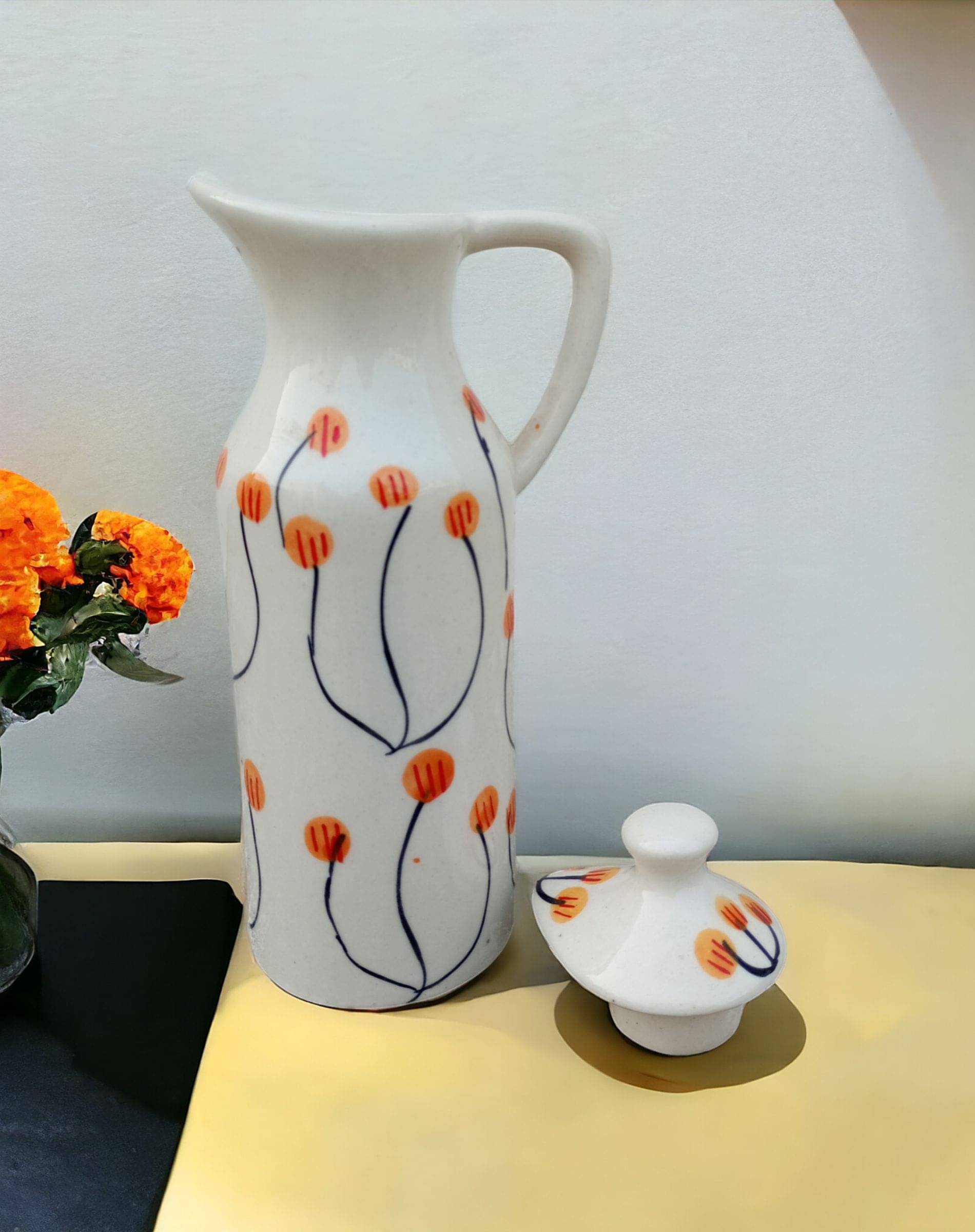 Malaikah Oil Dispenser Ceramic Off White Oil Container ( Set of 1 ) Malaikah Oil Dispenser Ceramic Off White Oil Container ( Set of 1 )