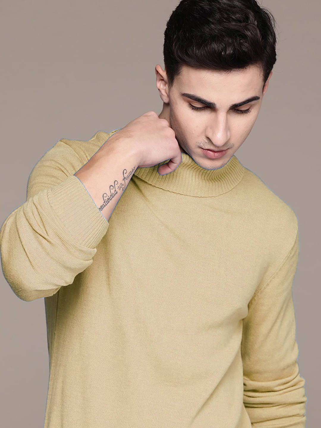 Merriment Woollen High Neck Men's Full Sleeves Pullover Sweater - Beige ( Pack of 1 )     			Merriment Woollen High Neck Men's Full Sleeves Pullover Sweater - Beige ( Pack of 1 )